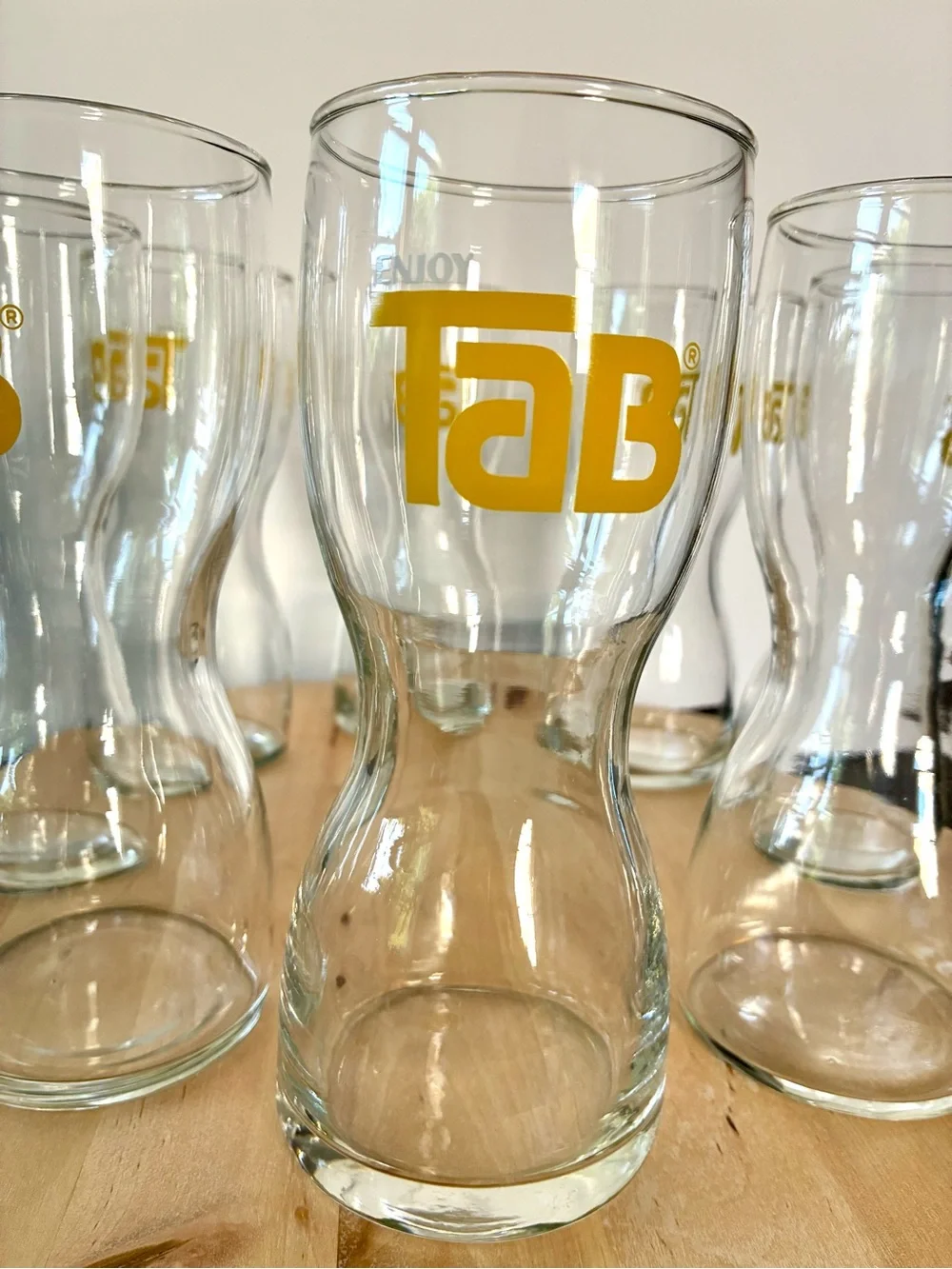 Vintage ENJOY TaB Logo Pint Glasses - Set of 8